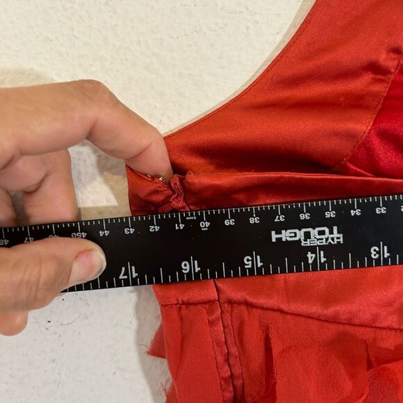 AIDAN MATTOX LADIES DRESS 4 RED SILK FLAPPER FRINGE MINI COCKTAIL DATE LOVE - Picture 10 of 13